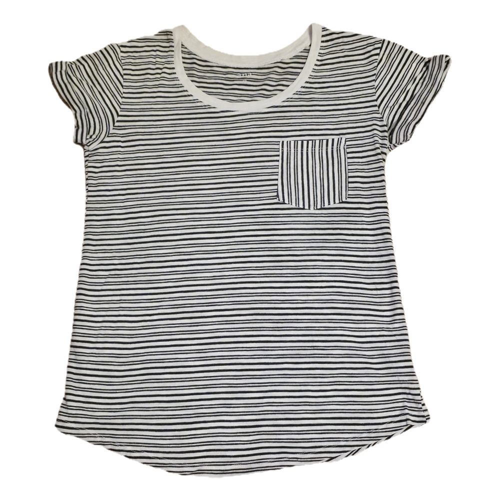 a.n.a Black and White Striped Short Sleeve Tee
